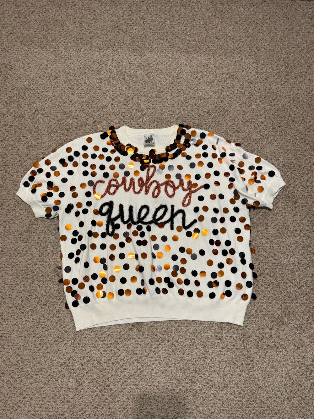 QUEEN OF SPARKLES Oklahoma State University Cowboy Queen Sweater Top
